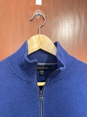 Banana Republic Men's Zip-Up Sweater in Cobalt Blue